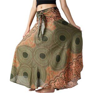 Long Skirts for Women Green Floral